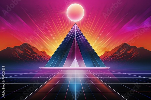 Retro Futurist Hologram Gradients  Enigmatic Emanations for Stunning Sci-Fi Movie Poster