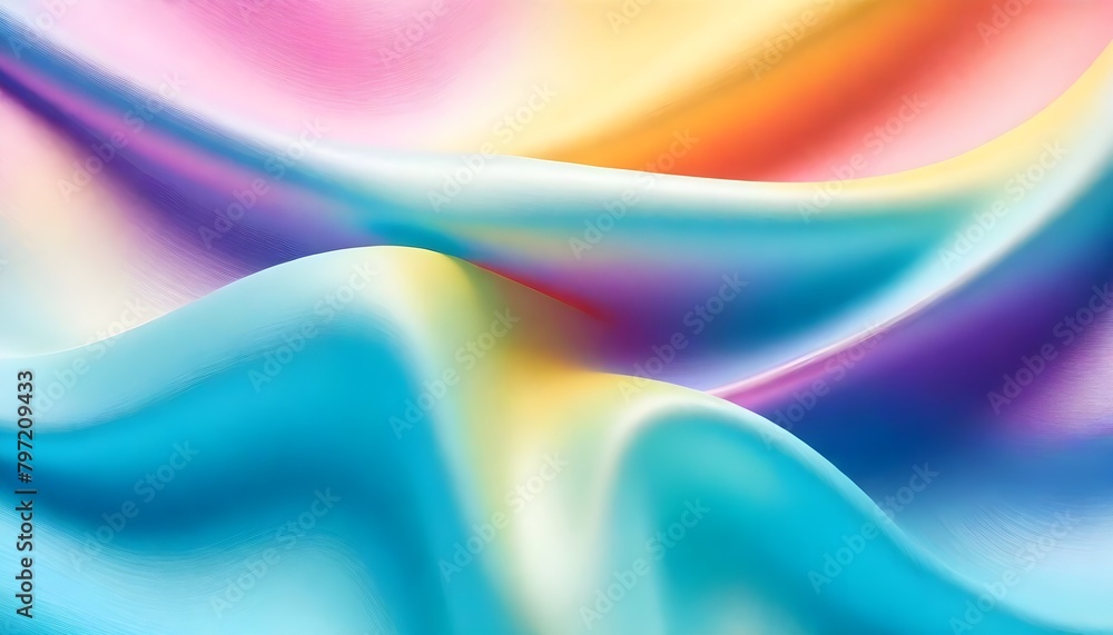 Obraz premium Iridescent Wavy Fabric Illustration Digital Artwork Painting Colorful Background Abstract Design