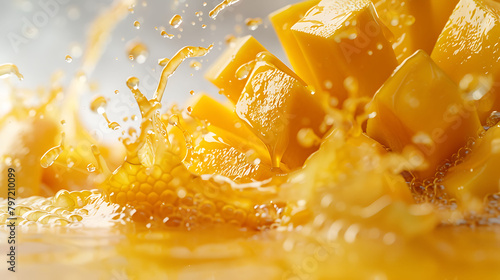 Splash of delicious mango juice on white background