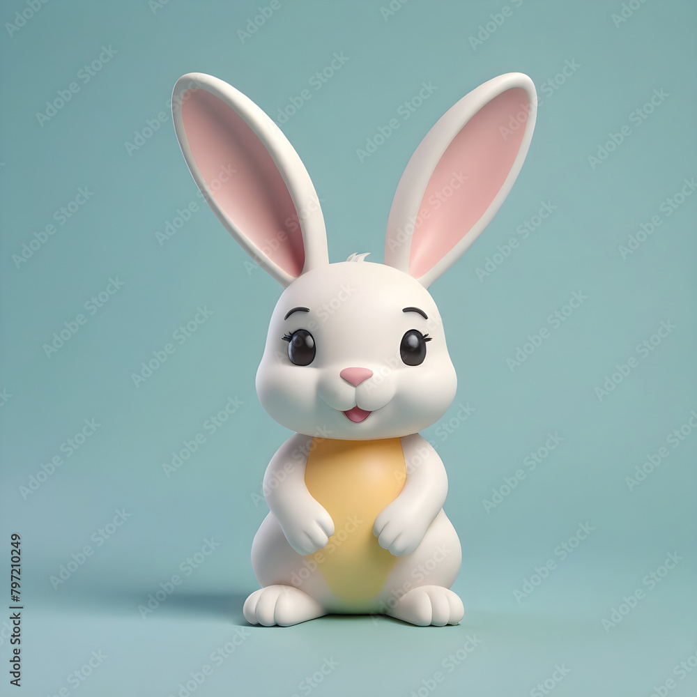 Obraz premium Cartoon Bunny Digital Painting Cute Animal Easter Background Minimalistic Design