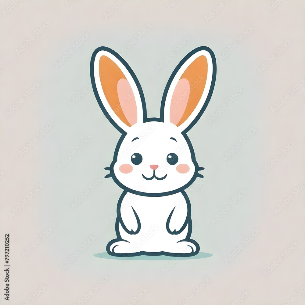 Cartoon Bunny Digital Painting Cute Animal Easter Background Minimalistic Design Cartoon Bunny Digital Painting Cute Animal Easter Background Minimalistic Design