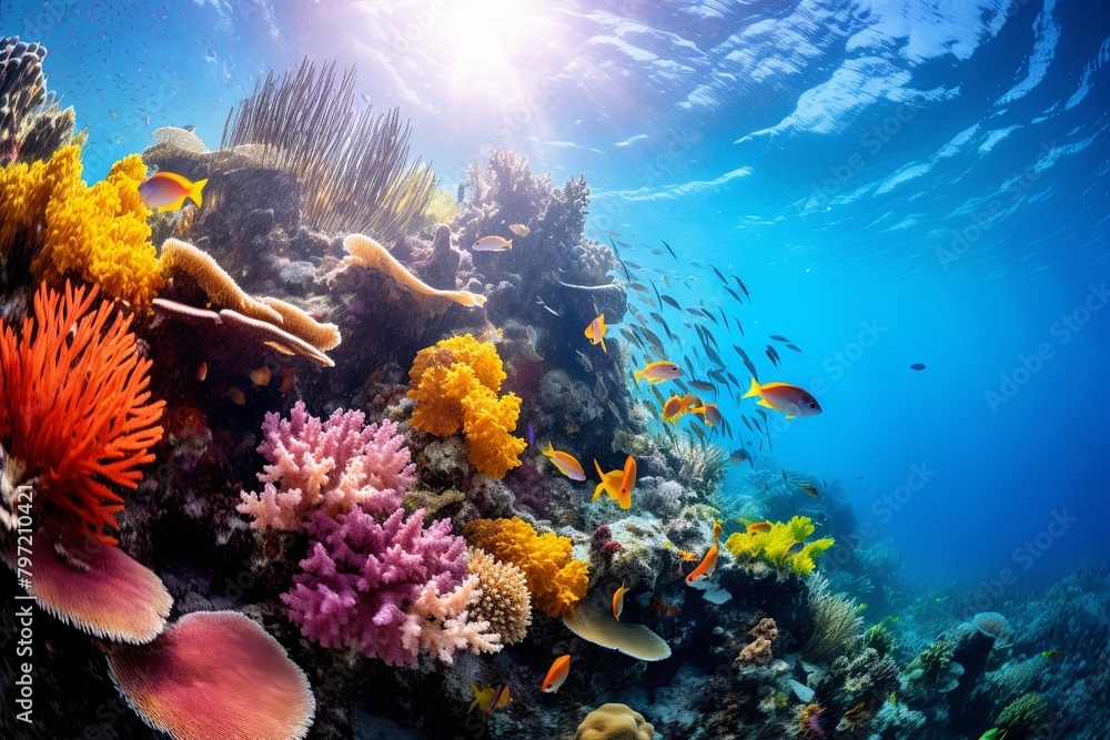 Fototapeta premium Tropical Coral Reef Gradients: Sustainable Fishing Practices Report