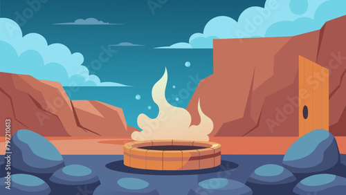 Steam rising from the hot rocks in the sauna providing a comforting and theutic atmosphere for individuals seeking to improve their physical and.
