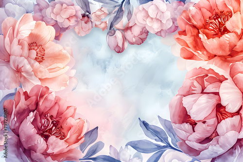 Floral watercolor background feminine flowers in pastel colors. Mockup Mother s Day  Valentine s day  Women s day postcard.