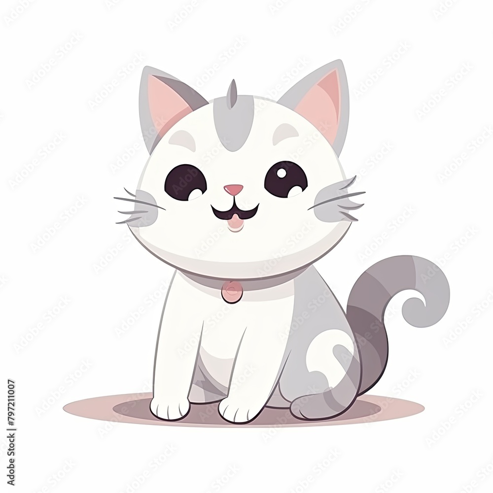 flat illustration of cute pleasant cat flat illustration of cute pleasant cat