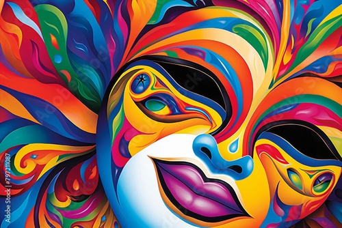 New Orleans Jazz Fest Backdrop: Vibrant Carnival Mask Gradients photo