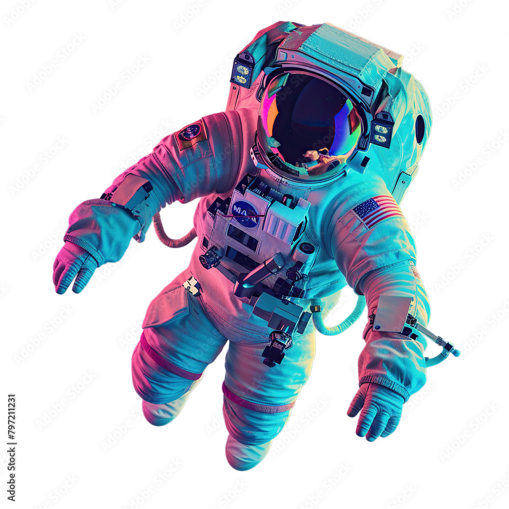 Iridescent astronaut cutout. Iridescent astronaut cutout.