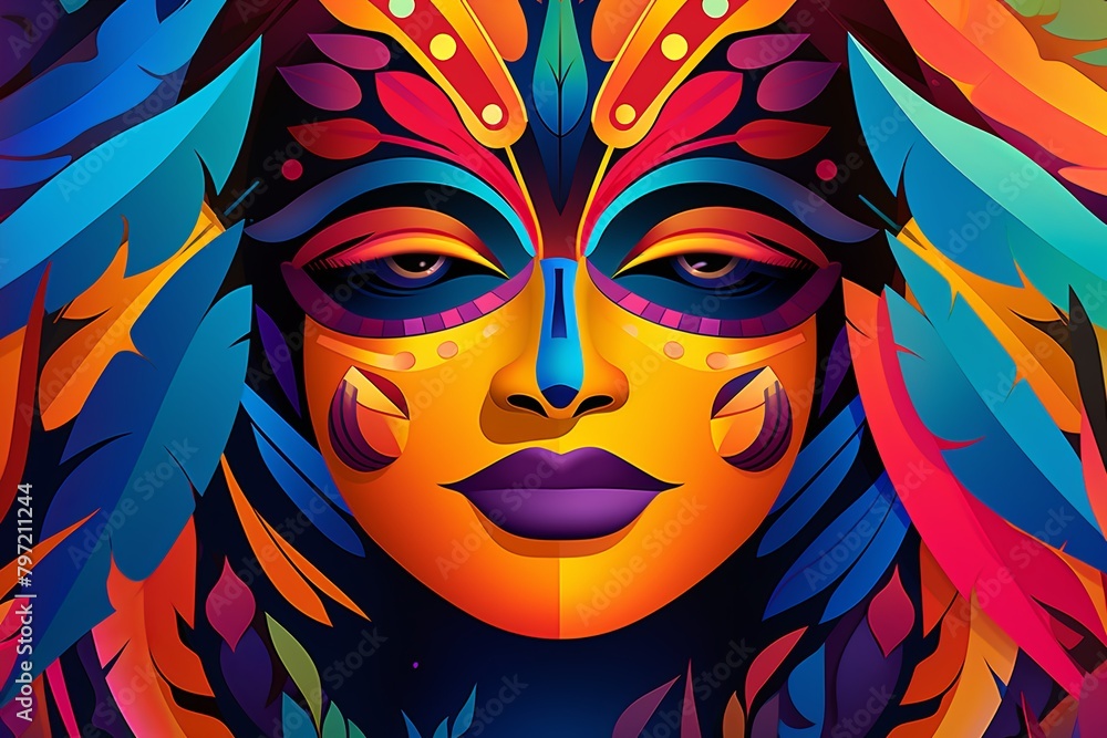 Vibrant Carnival Mask Gradients: Cultural Parade Poster Design
