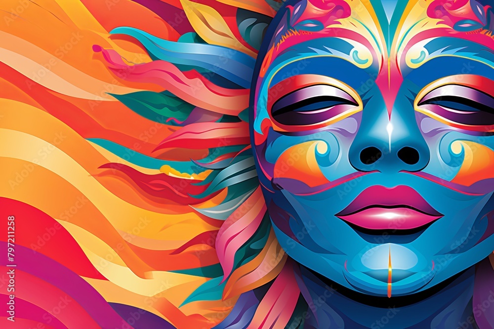 Cultural Parade Poster: Vibrant Carnival Mask Gradients