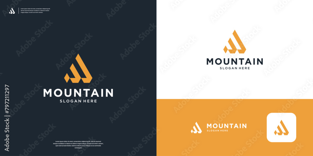 Fototapeta premium Simple and abstract mountain logo design.