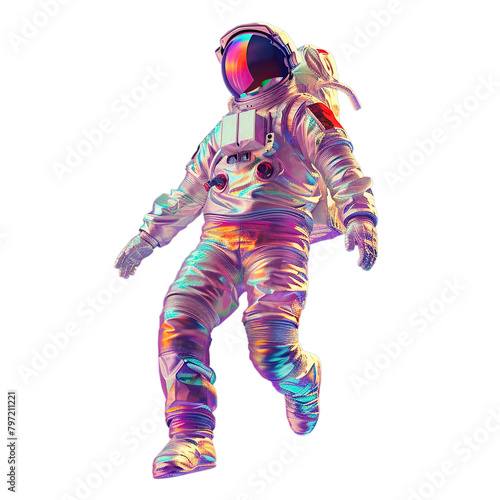 Iridescent astronaut cutout.