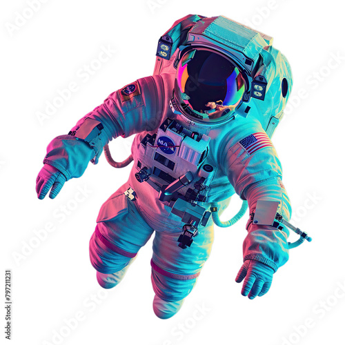 Iridescent astronaut cutout.