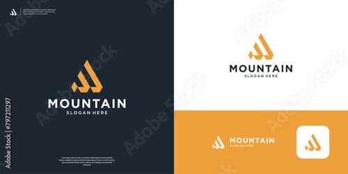Simple and abstract mountain logo design.