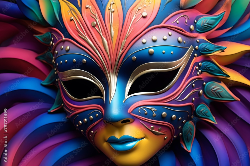 Vibrant Carnival Mask Gradients: Theatrical Mask Making Workshop Flyer