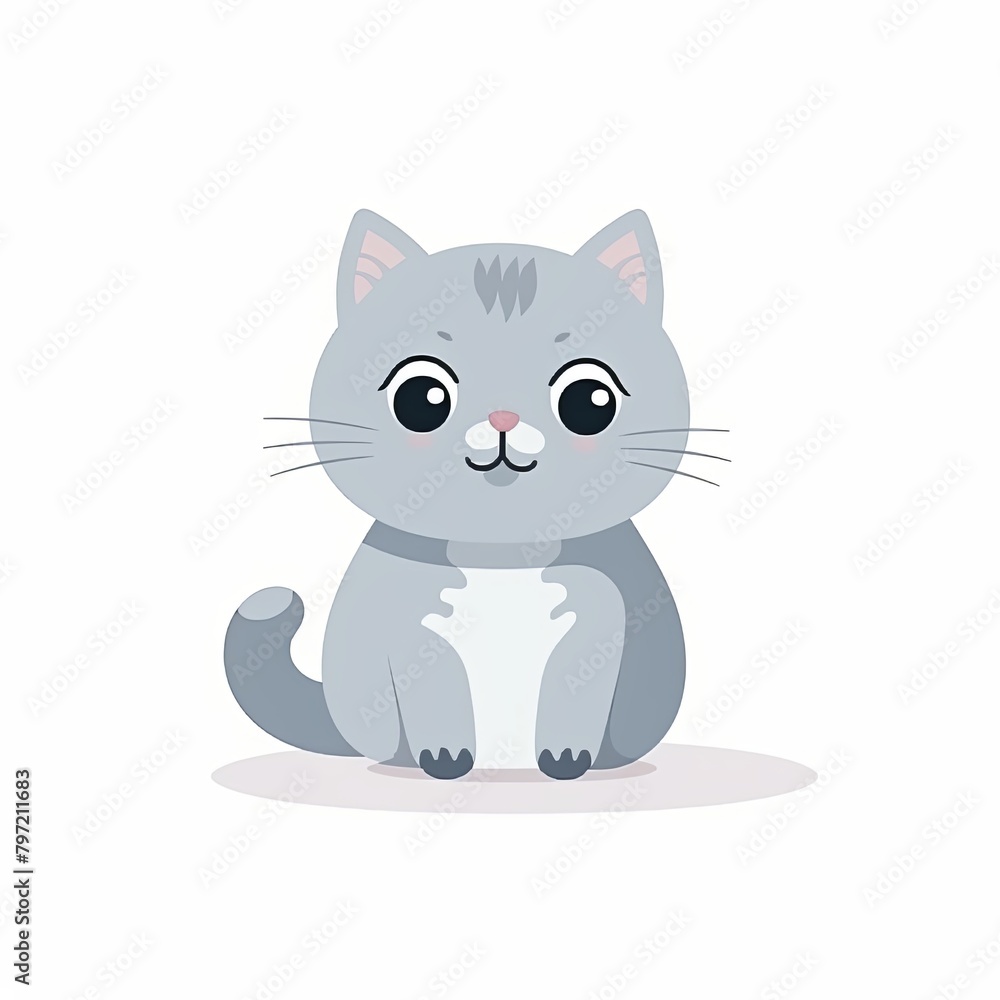 flat illustration of cute pleasant cat flat illustration of cute pleasant cat