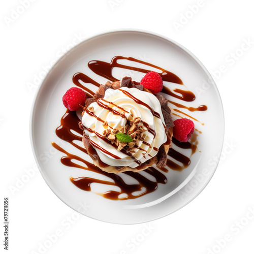 cake with strawberries on transparent background, clipping path, png, 