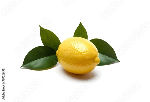Yellow Lemon Illustration Digital Artwork Green Leaf Painting Fresh Drink Background Design © amonallday