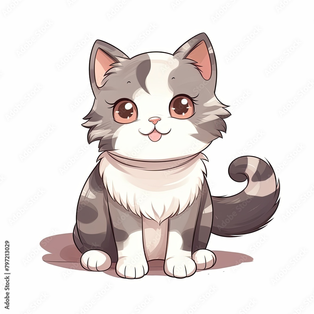 flat illustration of cute pleasant cat flat illustration of cute pleasant cat
