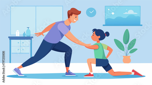 A instructor guiding a student through a dynamic warmup emphasizing the importance of proper form and technique.