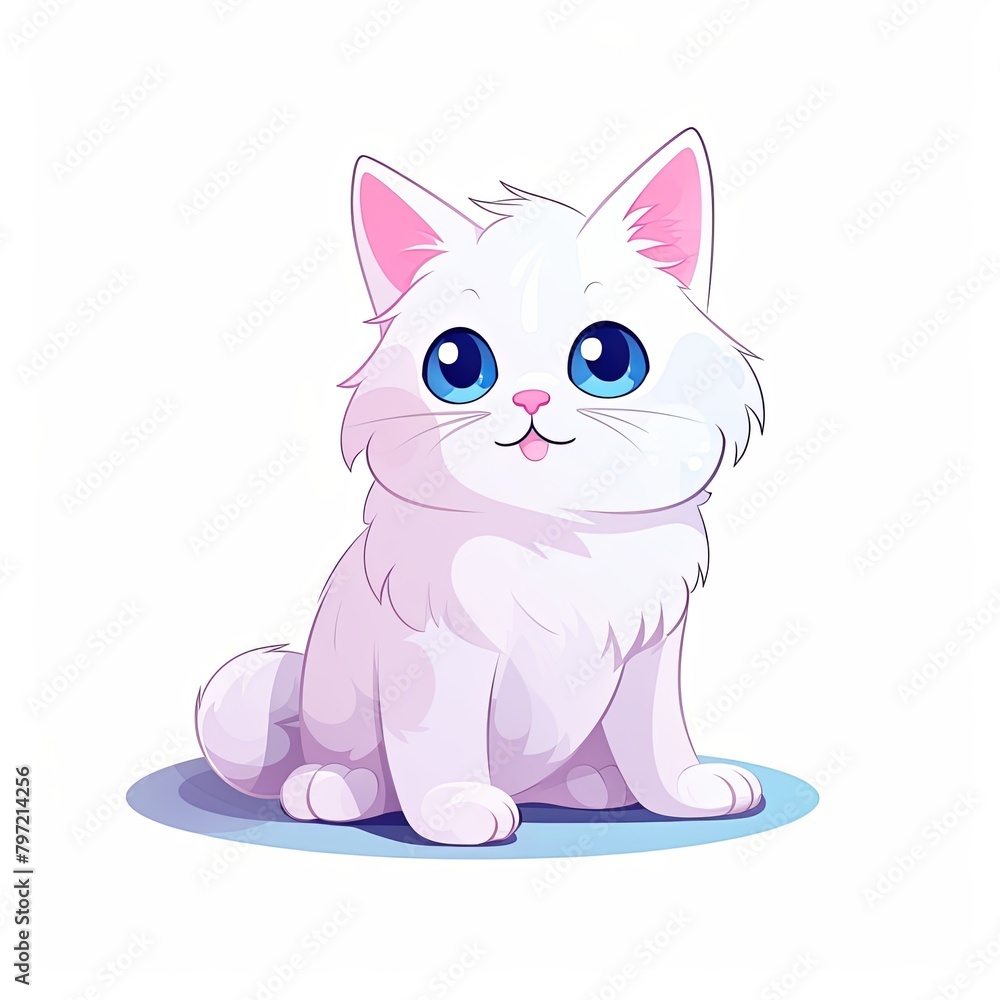 flat illustration of cute pleasant cat flat illustration of cute pleasant cat