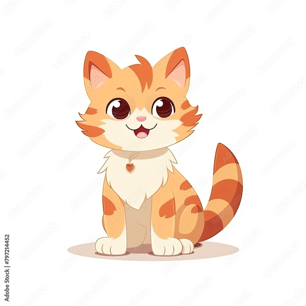 flat illustration of cute pleasant cat flat illustration of cute pleasant cat