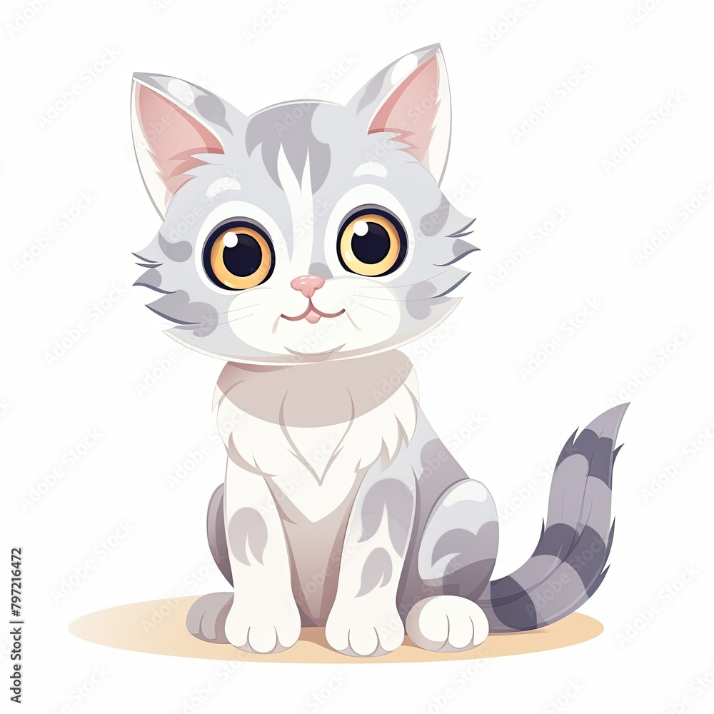 flat illustration of cute pleasant cat flat illustration of cute pleasant cat