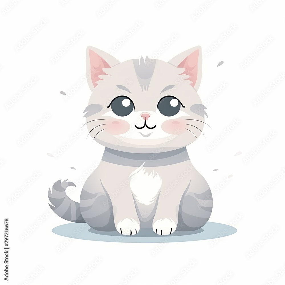 flat illustration of cute pleasant cat flat illustration of cute pleasant cat