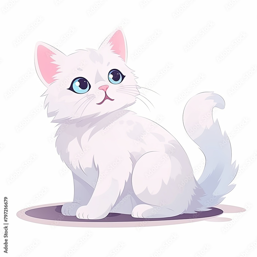 flat illustration of cute pleasant cat flat illustration of cute pleasant cat