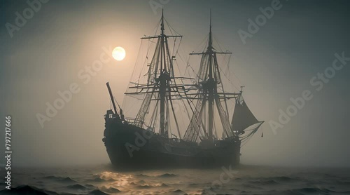 The Mysterious Silhouette of a Pirate's Ship photo