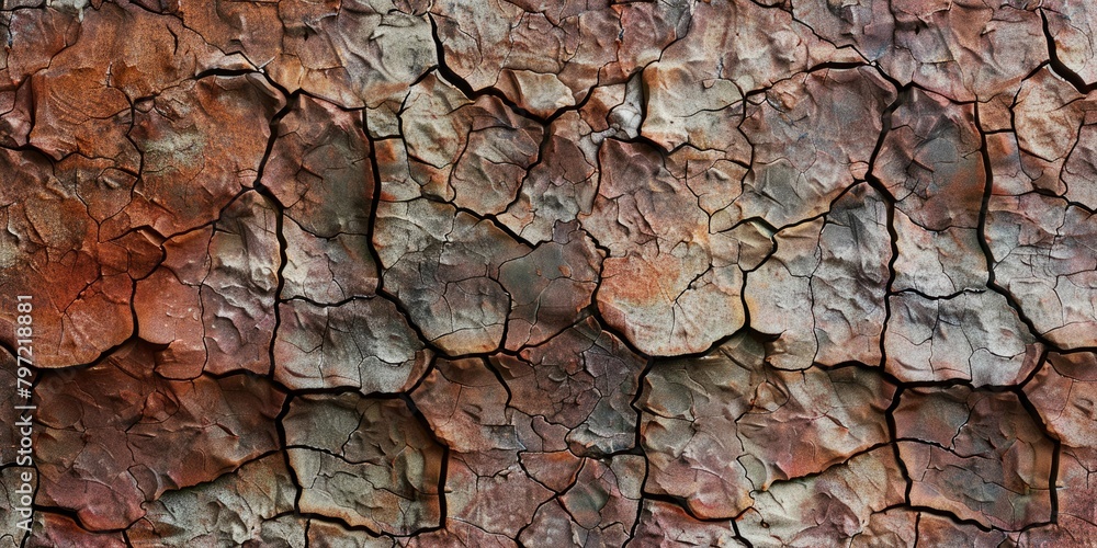 Close-up of a textured, cracked earth surface with a variety of earthy tones. Close-up of a textured, cracked earth surface with a variety of earthy tones.