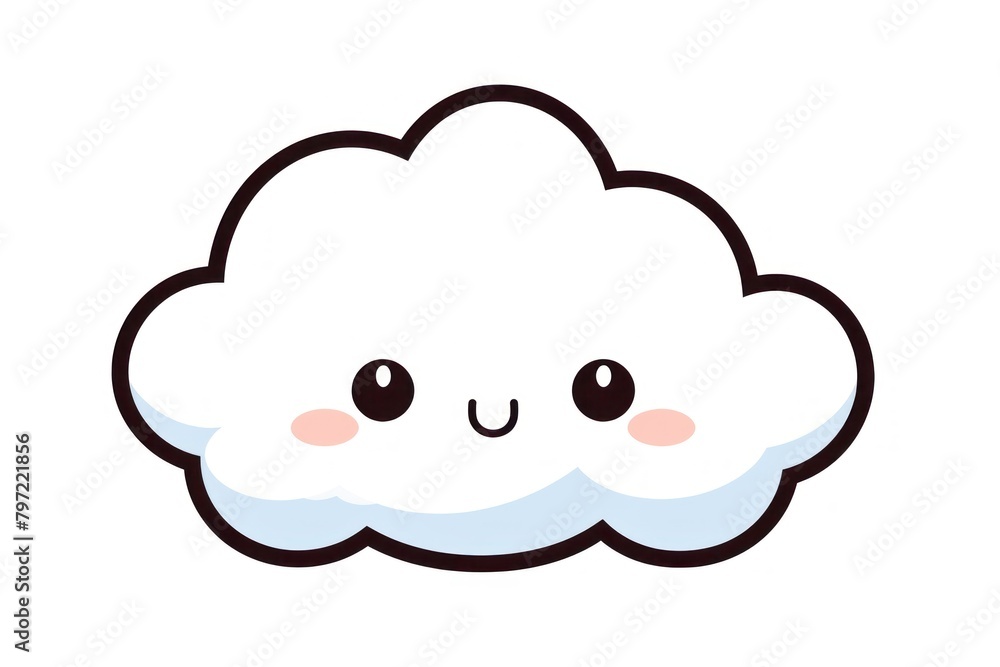 Kawaii 1 cloud simple line vector cartoon smiling fluffy. Kawaii 1 cloud simple line vector cartoon smiling fluffy.