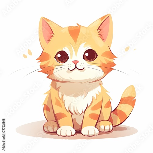 flat illustration of cute pleasant cat, friendly character, white background  © Asha.1in