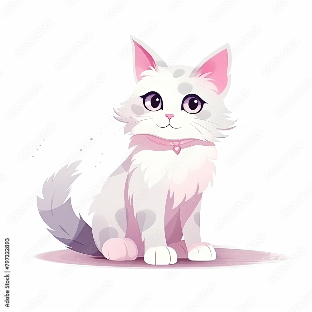 flat illustration of cute pleasant cat flat illustration of cute pleasant cat