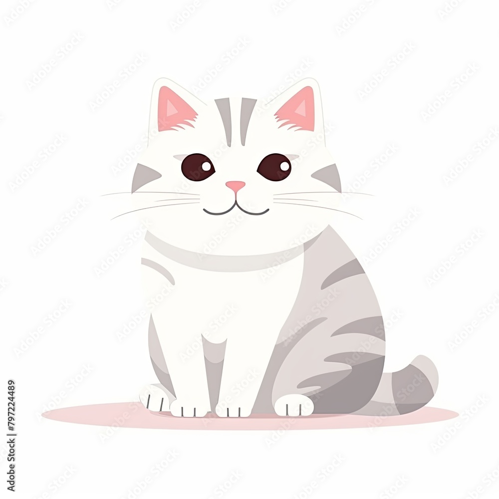 flat illustration of cute pleasant cat flat illustration of cute pleasant cat