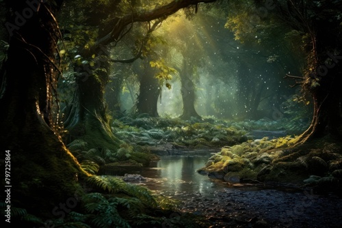 Magical forest landscape woodland outdoors.
