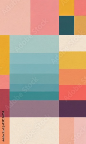 Colorful Watercolor Paper Texture Background with Pastel colors, Abstract Shapes, and Art Illustration, retro vintage style