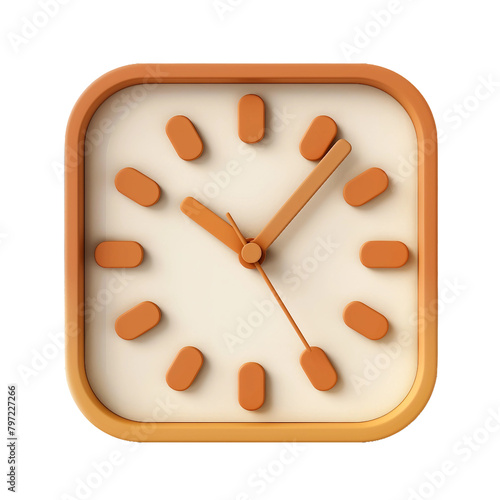 Clock 3D icon simple shapes minimalist.