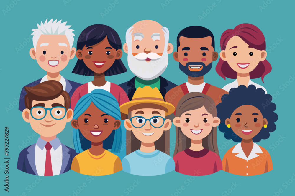 avatars of happy people of different races vector illustration avatars of happy people of different races vector illustration