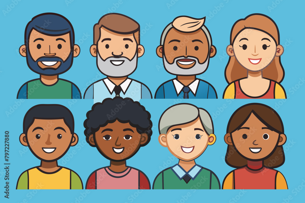 avatars of happy people of different races vector illustration avatars of happy people of different races vector illustration
