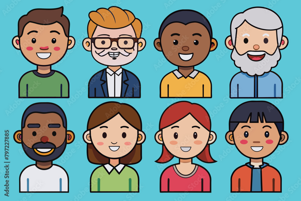 avatars of happy people of different races vector illustration avatars of happy people of different races vector illustration