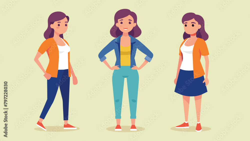 Women's new clothes and different postures vector illustration Women's new clothes and different postures vector illustration