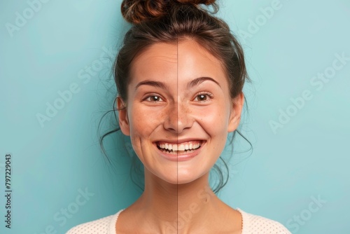 Aging firmness in skin hydration settings clarifies complexion impacts, focusing on skin barrier enhancement in slight smile portrayals for portrait contrasts.