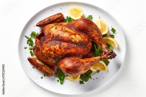 Roasted dinner turkey plate.