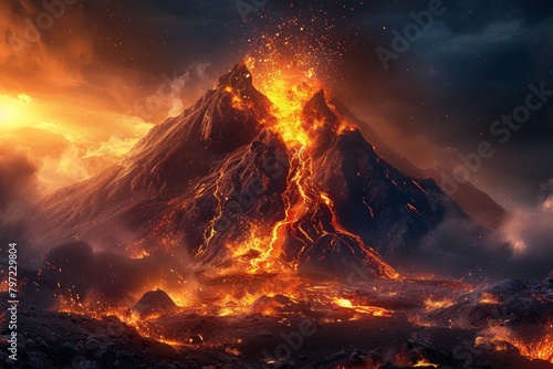 Volcano mountain outdoors bonfire.