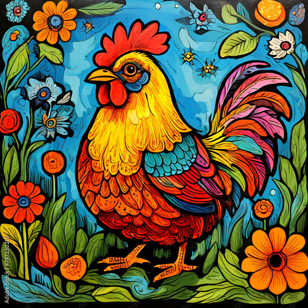 chicken folk art chicken folk art