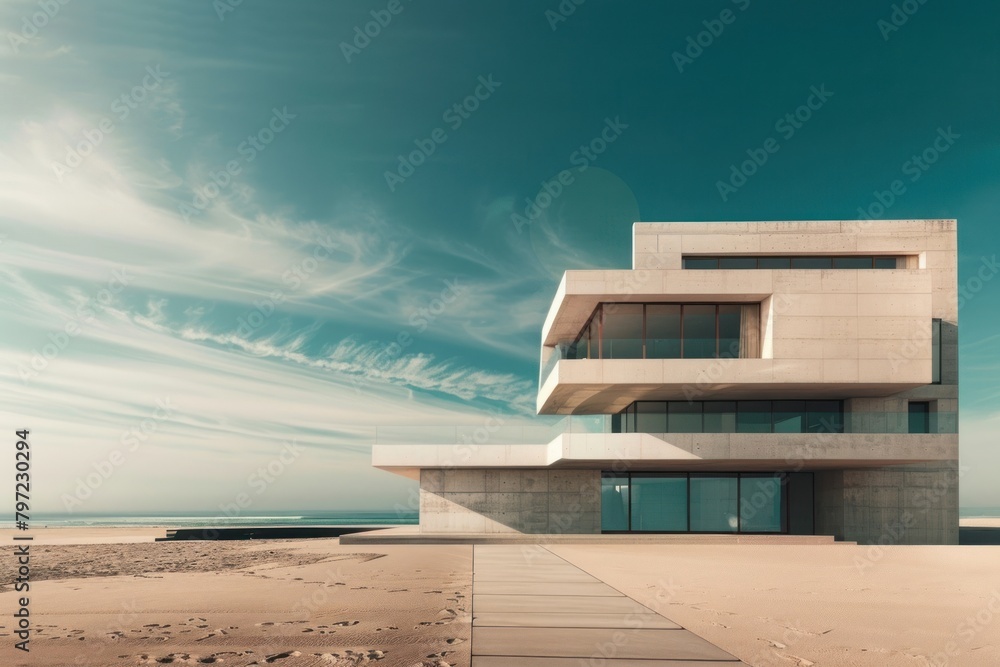 Fototapeta premium Modern house transportation architecture waterfront.