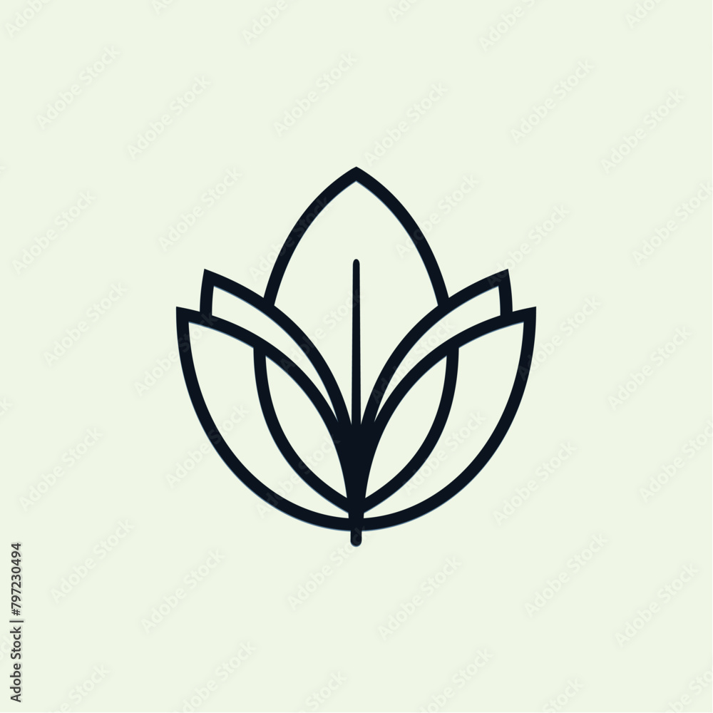 Luxury line Lotus Leaf Logo Design Vector illustration template