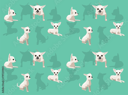 Fototapeta Naklejka Na Ścianę i Meble -  Dog Chihuahua White Coat Cartoon Cute Seamless Wallpaper Background
