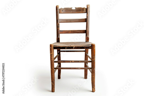 A sturdy ladderback chair built to withstand the test of time on a solid white background  isolated on solid white background.