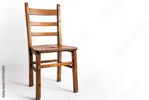 A sturdy ladderback chair built to last on a solid white background  isolated on solid white background.